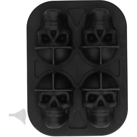 Bac à glaçons en silicone 4 cases avec forme de crâne 3D pour whisky (1/5)