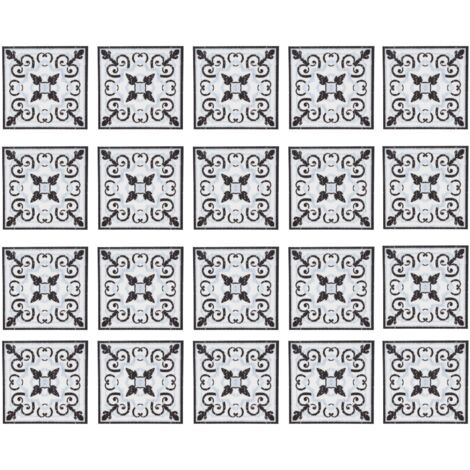 20 Autocollants Carrelage Adhésifs PVC pour Sol, Décor Diagonal Salon Décoration Maison (1/5)