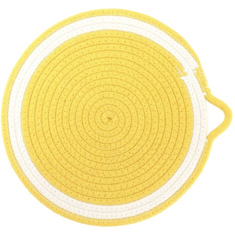 Sous-plat en Coton Tressé Style Nordique 30cm - Forme Fruit Décorative pour Table de Cuisine et Pique-nique - Jaune Grande Taille (1/5)