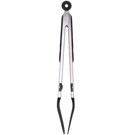 Pince de barbecue en acier inoxydable avec revêtement silicone, outil de cuisson pour steak et grillades, 12 pouces, support noir (1/5)