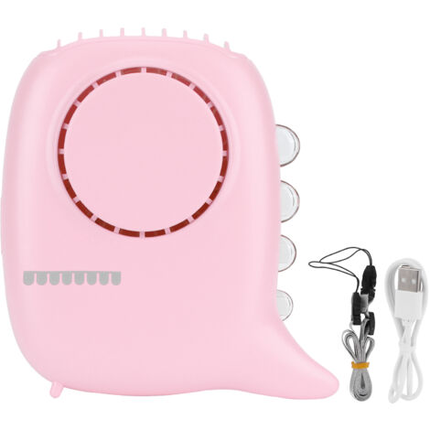 Ventilateur de cou portable rechargeable USB, 3 vitesses, petit et léger, rose