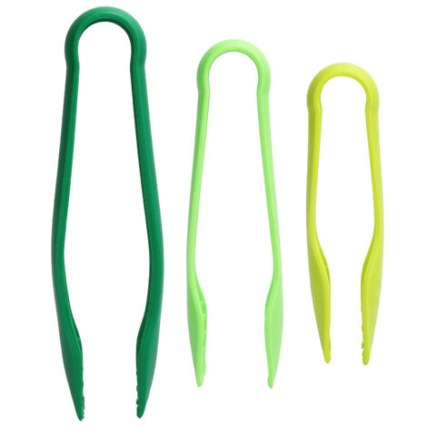3 pièces Pinces de Cuisine en PP Alimentaire pour Barbecue, Salade, Grill et Friture - Vert (1/5)