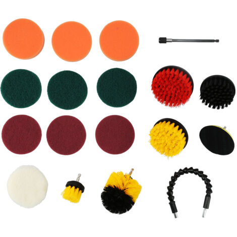 19 pièces Kit de Brosses de Nettoyage Électrique pour Voiture et Salle de Bain, Set de Polissage et Lavage (1/5)
