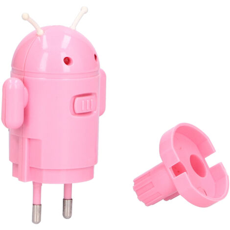 Adaptateur EU vers USB Portable Universel en Forme de Robot 100-240V Rose (1/5)