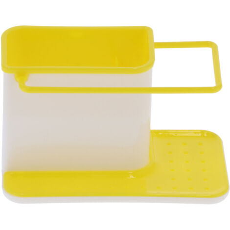 Porte-savon et rangement pour salle de bain, organisateur de douche avec support pour essuie-mains, plateau de drainage jaune pour cuisine ou toilette (1/5)