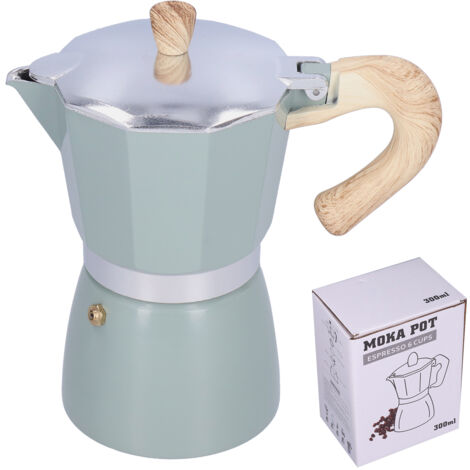 Cafetière Moka 300ML Bleu Cyan pour Cuisinière à Gaz, Éthanol ou Plaque Électrique (1/5)