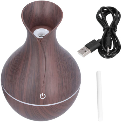 Diffuseur d'huiles essentielles ultrasonique LED avec réduction de bruit et motif bois foncé (1/5)