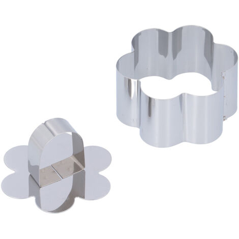 Moule à Gâteau en Acier Inoxydable, Anneau pour Mousse, Découpeur de Pâtisserie pour Salades et Desserts - Format Fleur 4x7,9cm