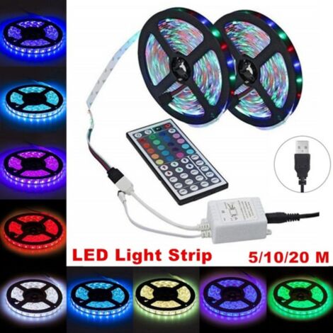 Bandeau LED RGB rechargeable 5M avec télécommande pour décoration intérieure chambre (1/5)