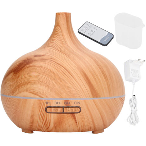 Humidificateur de Bureau 400ml avec LED Colorée, Grain de Bois, Télécommande, Ultrasonique Silencieux et Prise UE 100‑240V (1/5)