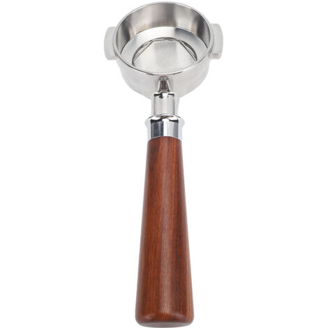 Portafilter Sans Fond 58mm Bec Simple en Acier Inoxydable Poignée en Bois Massif Style A1 (1/5)