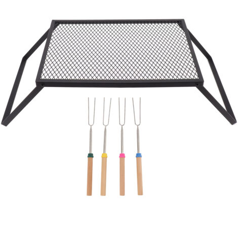 Grill de Camping Pliable et Résistant à la Chaleur, 40 x 30 cm, pour Barbecue Extérieur, Pique-nique, Jardin et Terrasse (1/5)