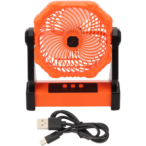 Ventilateur de Camping USB Rechargeable 10000mAh, 3 Vitesses, 3 Pales, Pivot 270° pour Tente, Pique-nique et Voyage