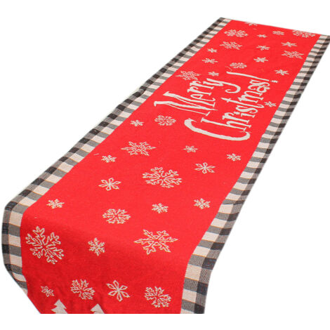 Bannière de Table de Noël Résistante à la Saleté avec Motif Flocon de Neige - Décoration Festive pour Nappe de Fêtes (1/5)