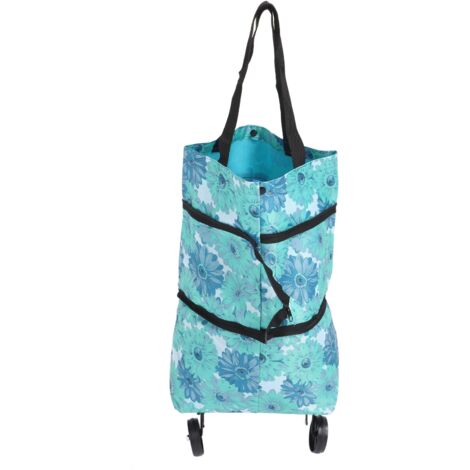 Sac à roulettes pliable pour courses, chariot pliant en toile multifonction pour personnes âgées, type repliable avec poignée.