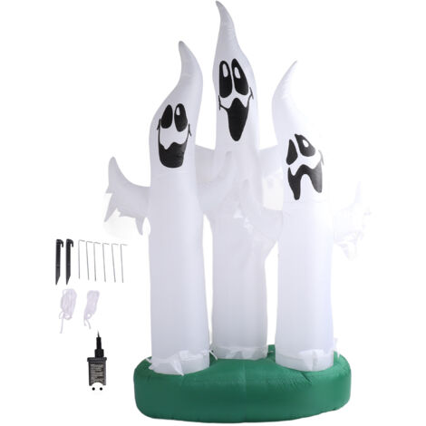 Fantôme Gonflable Halloween 10FT avec LED pour Jardin - Décoration Extérieure 3 Fantômes Lumineux - 100-240V EU Plug (1/5)