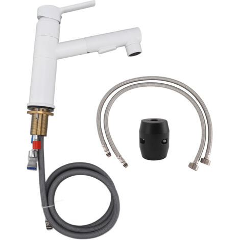 Robinet de Cuivre pour Évier avec Pulvérisateur Rétractable, Rotation à 360°, Anti-Fuite, à Une Seule Poignée pour Salle de Bain ou Buanderie (1/5)