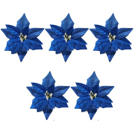 Fleurs de Noël Artificielles en Tissu pour Décoration de Sapin (1/4)