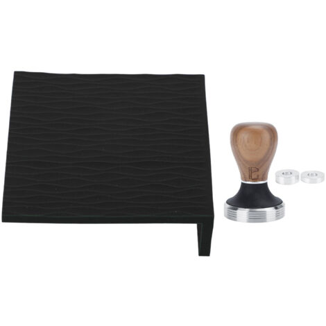 Tapis en Silicone pour Tasseur à Café avec Tasseur en Acier Inoxydable et Poignée en Bois 58mm pour Cuisine Maison Noir (1/5)