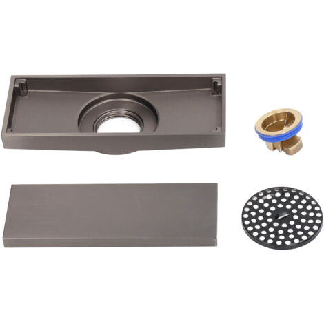 Drain de Sol Rectangulaire Cuivre Gris pour Salle de Bain - Grand Débit avec Grille (1/5)