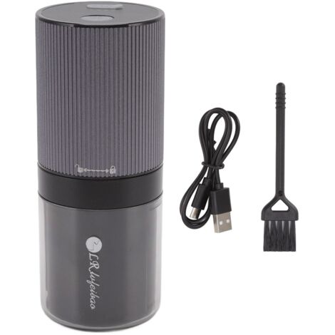 Moulin à café électrique portable, broyeur à grains automatique rechargeable USB pour usage domestique, design compact et élégant en noir. (1/5)