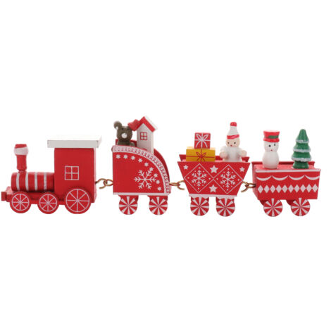 Train de Noël Rouge Décoratif - Ornement de Table Sécuritaire et Sans Odeur pour Maison (1/5)