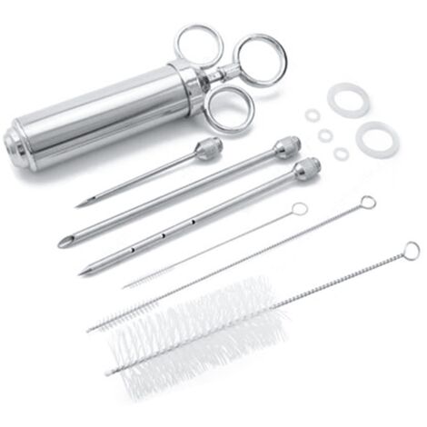 Injecteur de Marinade en Acier Inoxydable pour Grill, Kit de Seringue d'Injection pour Viande et Volaille