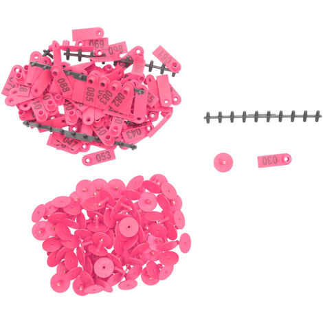 Étiquettes d'oreille numérotées pour moutons, chèvres et bétail - Rose (1/5)
