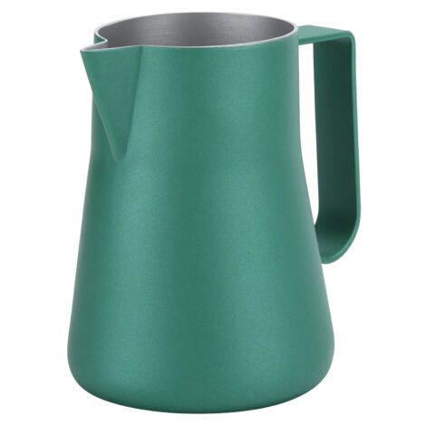 Pitcher à lait inoxydable 350ml pour mousse à café et latte art, vert - Accessoire barista maison (1/5)