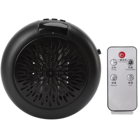 Radiateur électrique noir mini - Chauffage rapide, simple d'utilisation - Ventilateur chauffant de bureau 900W - Prise EU 110‑240V (1/5)