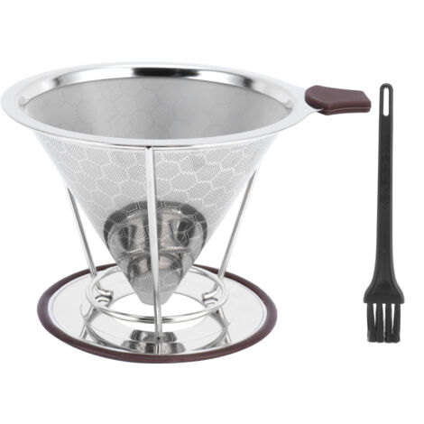 Filtre à Café en Acier Inoxydable avec Support, Entonnoir à Mailles pour Préparation de Café, 1 à 6 Tasses (1/5)