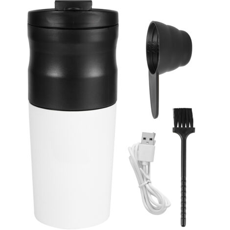 Moulin à café électrique en acier inoxydable, broyeur à grains portable avec câble USB, blanc (1/5)