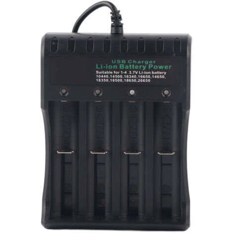 Chargeur de batterie 4 emplacements DC4.2V avec câble USB pour piles Li-ion 3.7V rechargeables (1/5)