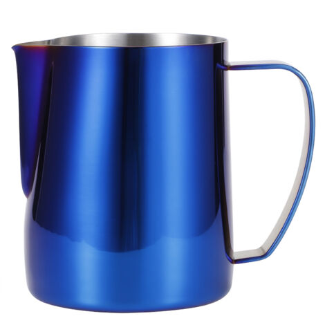Pichet à lait inoxydable style japonais 600ml bleu pour mousse à café et art latte (1/5)