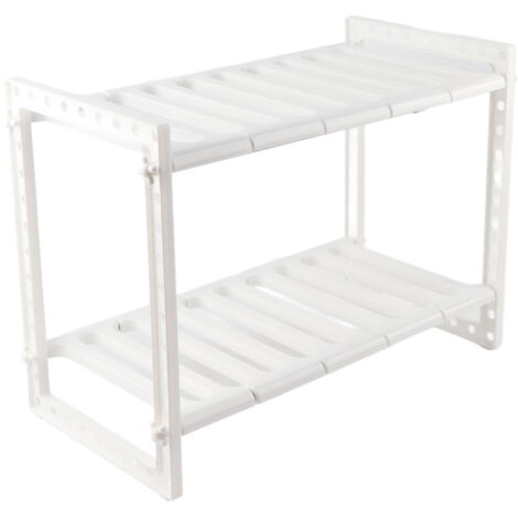 Étagère extensible 2 niveaux pour évier, organisateur de rangement en acier inoxydable, support d'étagère de cuisine (1/5)