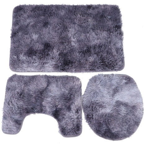 Ensemble de 3 tapis de salle de bain antidérapants, housse de toilette et tapis de contour doux, décoration maison violette (1/5)