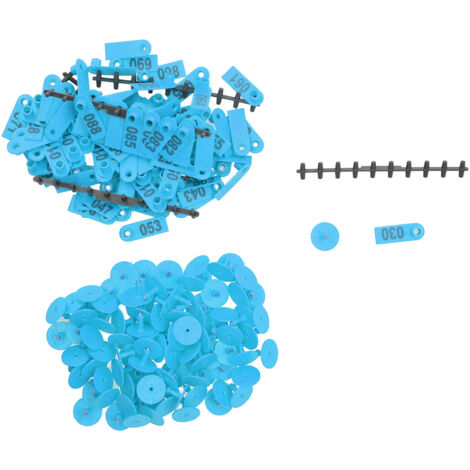 Étiquettes d'oreille numérotées pour moutons, chèvres et bétail - Fournitures d'élevage en bleu (1/5)