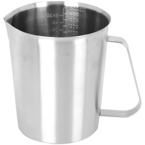 Tasse à lait inox 1500ml avec graduations pour mousse à café et latte art, usage professionnel café (1/5)
