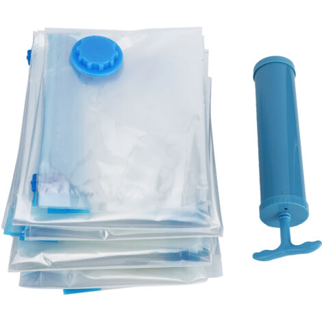6 Sacs de Rangement Sous Vide Transparents pour Couvertures, Vêtements et Voyage avec Pompe à Main (6 Pièces) (1/5)