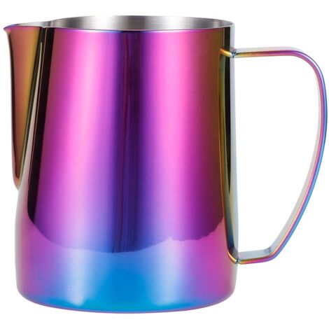 Pichet à lait en acier inoxydable 304 pour latte art, tasse à café avec anse, couleur violette 350ml (1/5)