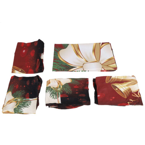 Nappe de Noël 140x140 cm avec Housses de Chaises - Ensemble Déco Festive pour Cuisine et Salle à Manger (1/5)