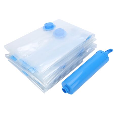 10 Sacs de Rangement Sous Vide Transparents pour Vêtements - Compressez avec Pompe, Gain de Place (1/5)