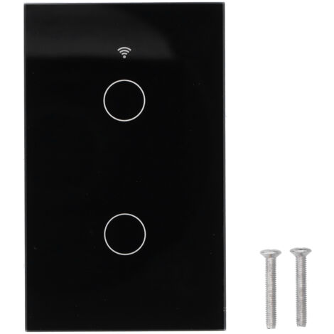 Interrupteur tactile mural 2 boutons Zigbee Tuya, commande vocale, 100-240V AC, noir (1/5)