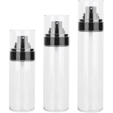 Lot de 3 flacons pulvérisateurs transparents avec bouchons pour tonique, huiles essentielles et liquides - 80ml, 100ml, 120ml (1/5)