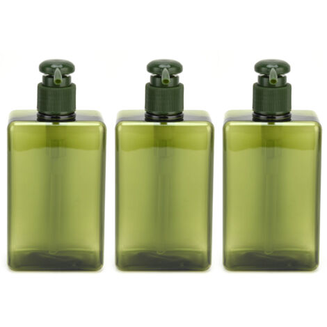3PCS Bouteille Vide 280ml pour Lotion Shampoing Liquide Savon Flacon Pompe Étanche Vert Foncé (1/5)