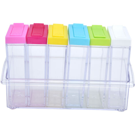 Boîte de Rangement pour Épices ABS Alimentaire - 6 Pots à Sel et Épices - Ustensiles de Cuisine (1/5)