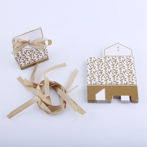 10PCS Sachets Cadeaux en Papier Doré pour Bonbons, Mariage et Fêtes (1/5)