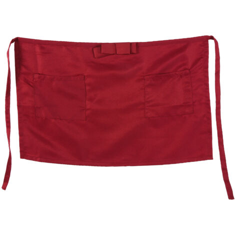 Tablier court mi-taille 2 poches pour serveur café restaurant bar bordeaux (1/5)