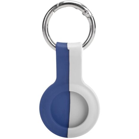 Étui de protection en silicone bicolore avec boucle métallique pour traceur iOS - Bleu et Blanc (1/5)