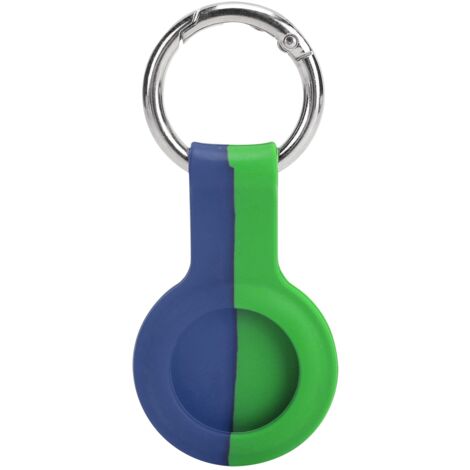 Étui de protection en silicone bicolore avec boucle métallique pour traceur iOS, Bleu et Vert (1/5)